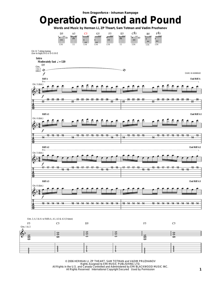 Operation Ground And Pound Acoustic Guitar scores gallery preview page 1