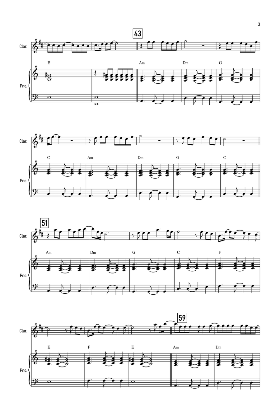 Flowers B-Flat Clarinet scores gallery preview page 3