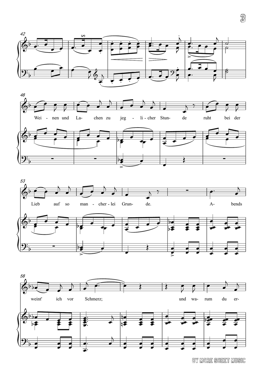 Schubert-Lachen und Weinen in F Major,for voice and piano Piano, Vocal scores gallery preview page 5