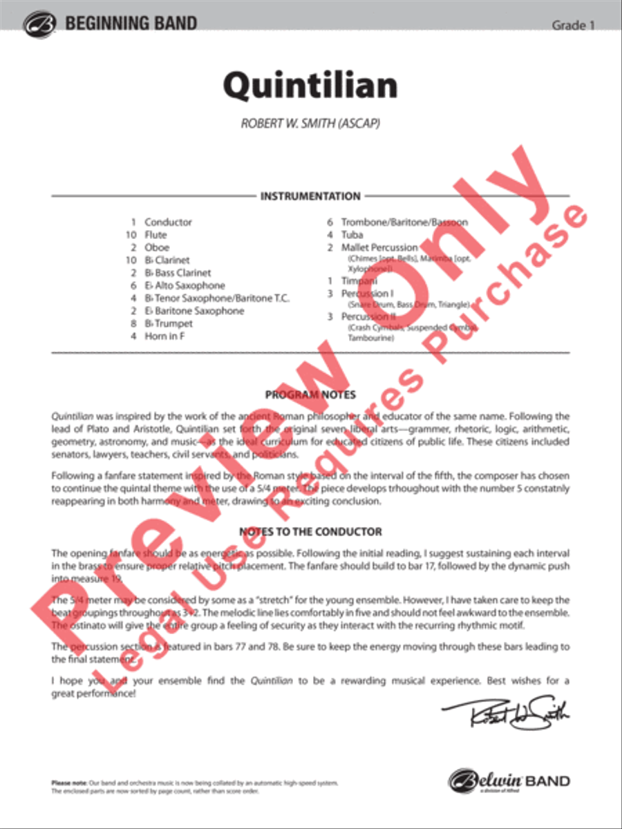 Quintilian Quintilian Concert Band scores gallery preview page 2