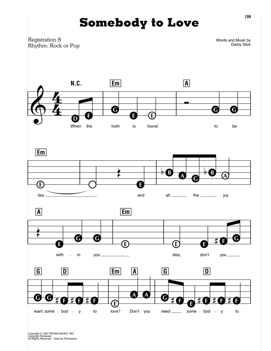 Somebody To Love Somebody To Love Electronic Keyboard scores gallery preview page 1