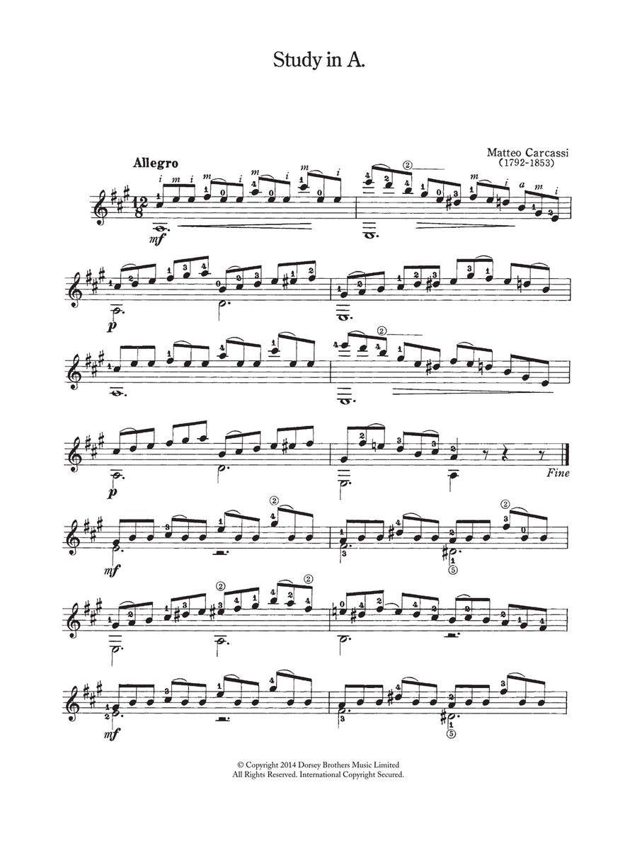 Study In A Acoustic Guitar scores gallery preview page 1