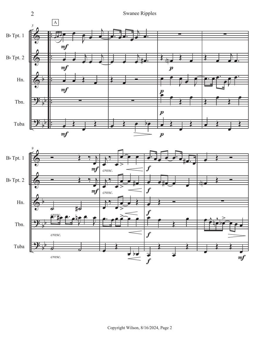 Swanee Ripples Brass Quintet scores gallery preview page 3