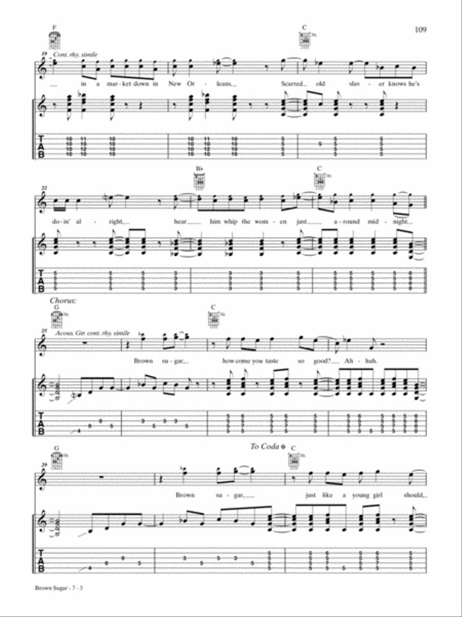 Brown Sugar Guitar Tablature scores gallery preview page 3