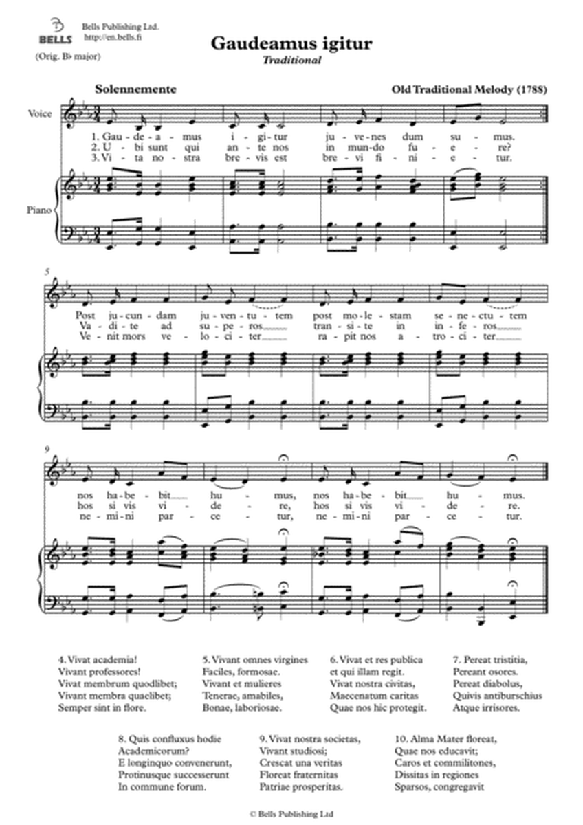 Gaudeamus igitur (Solo Song) (E-flat Major)