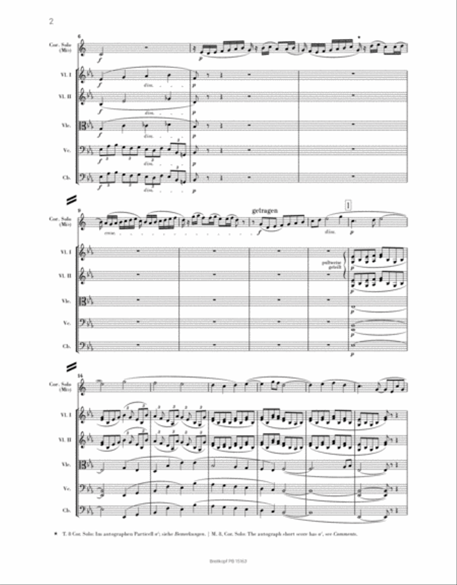 Horn Concerto No. 2 in E flat major TrV 283 Orchestra scores gallery preview page 3