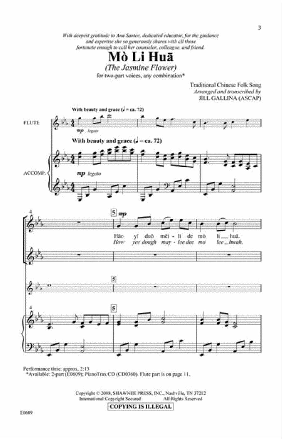 Mo Li Hua (The Jasmine Flower) 2-Part scores gallery preview page 2