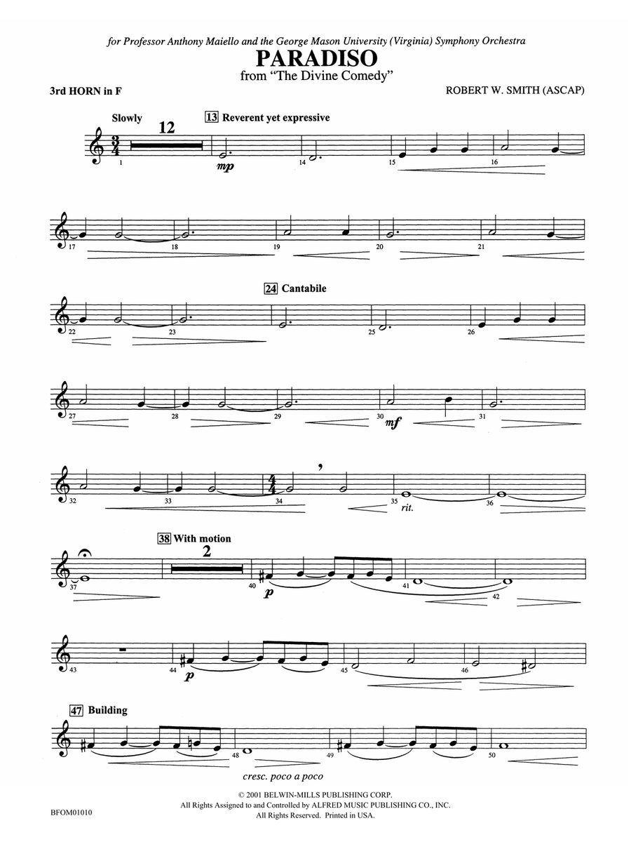 Paradiso (from The Divine Comedy): 3rd F Horn