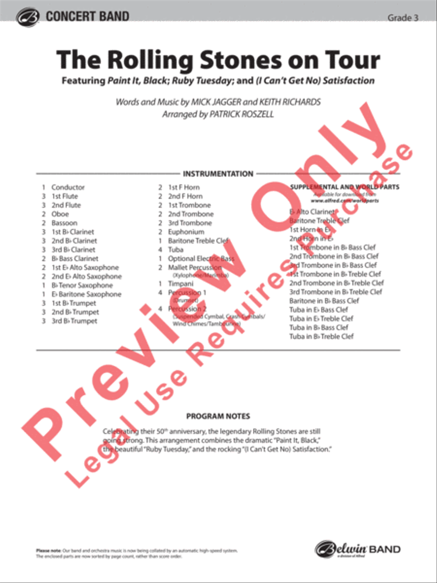 The Rolling Stones on Tour Concert Band scores gallery preview page 2