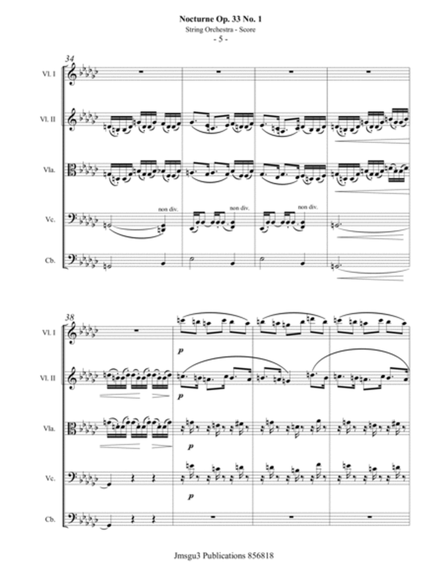 Fauré: Nocturne Op. 33 No. 1 for String Orchestra - Score Only image number null