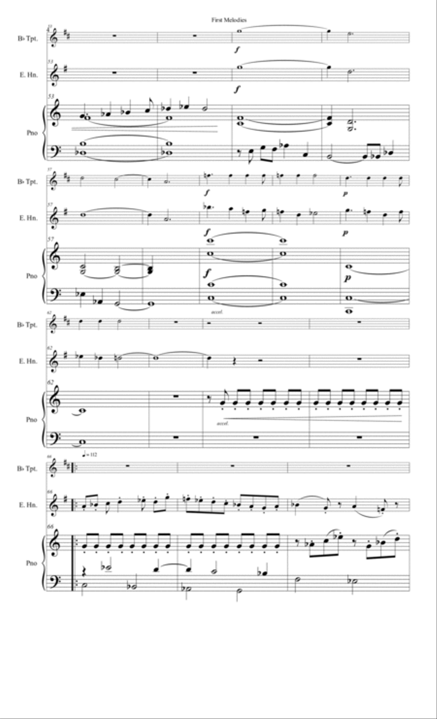First Melodies (for Trumpet, English Horn, and Piano) Small Ensemble scores gallery preview page 4