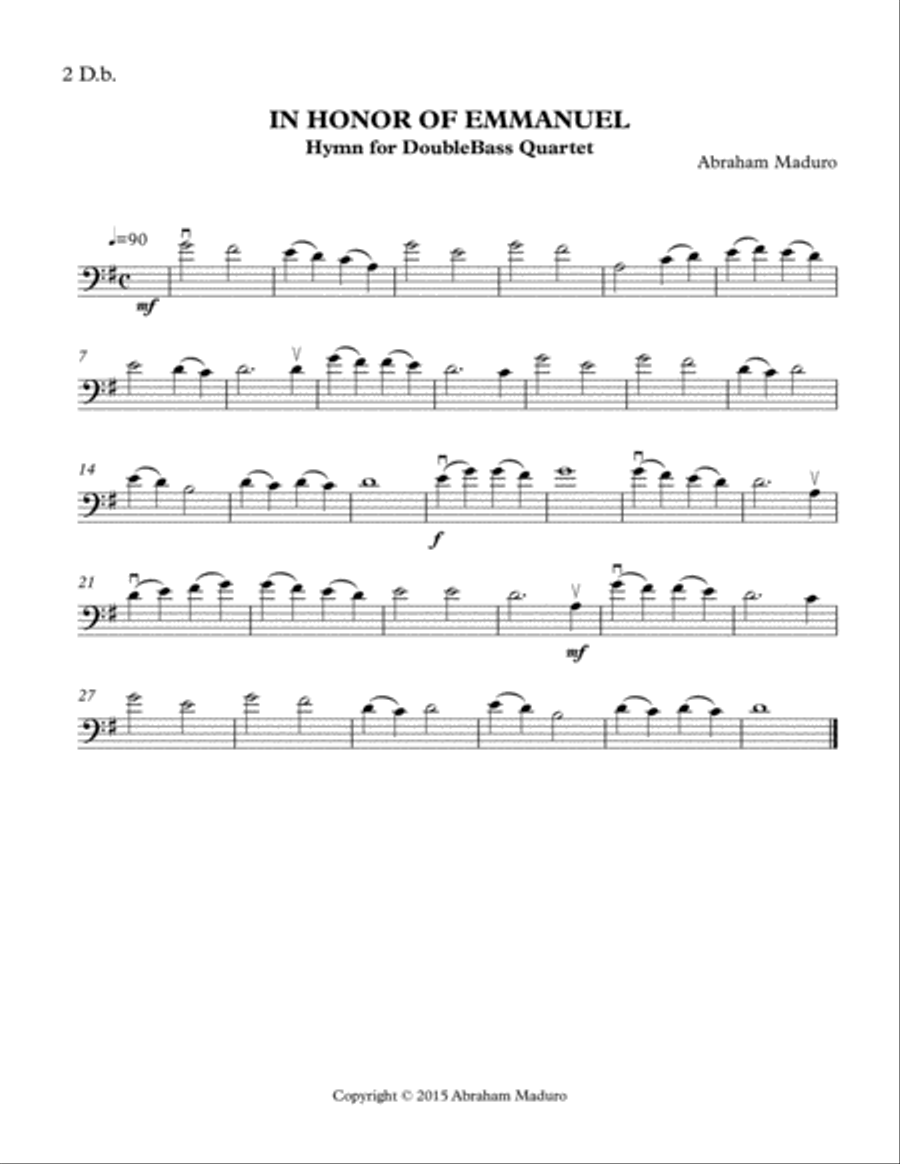 In Honor of Emmanuel Double Bass Quartet String Quartet scores gallery preview page 4