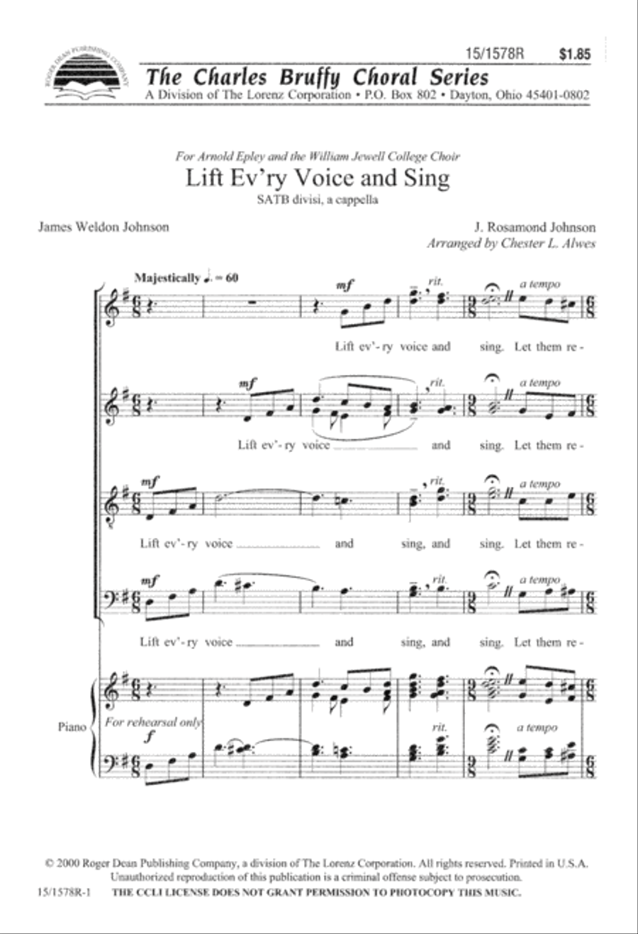 Lift Ev'ry Voice and Sing Divisi scores gallery preview page 1
