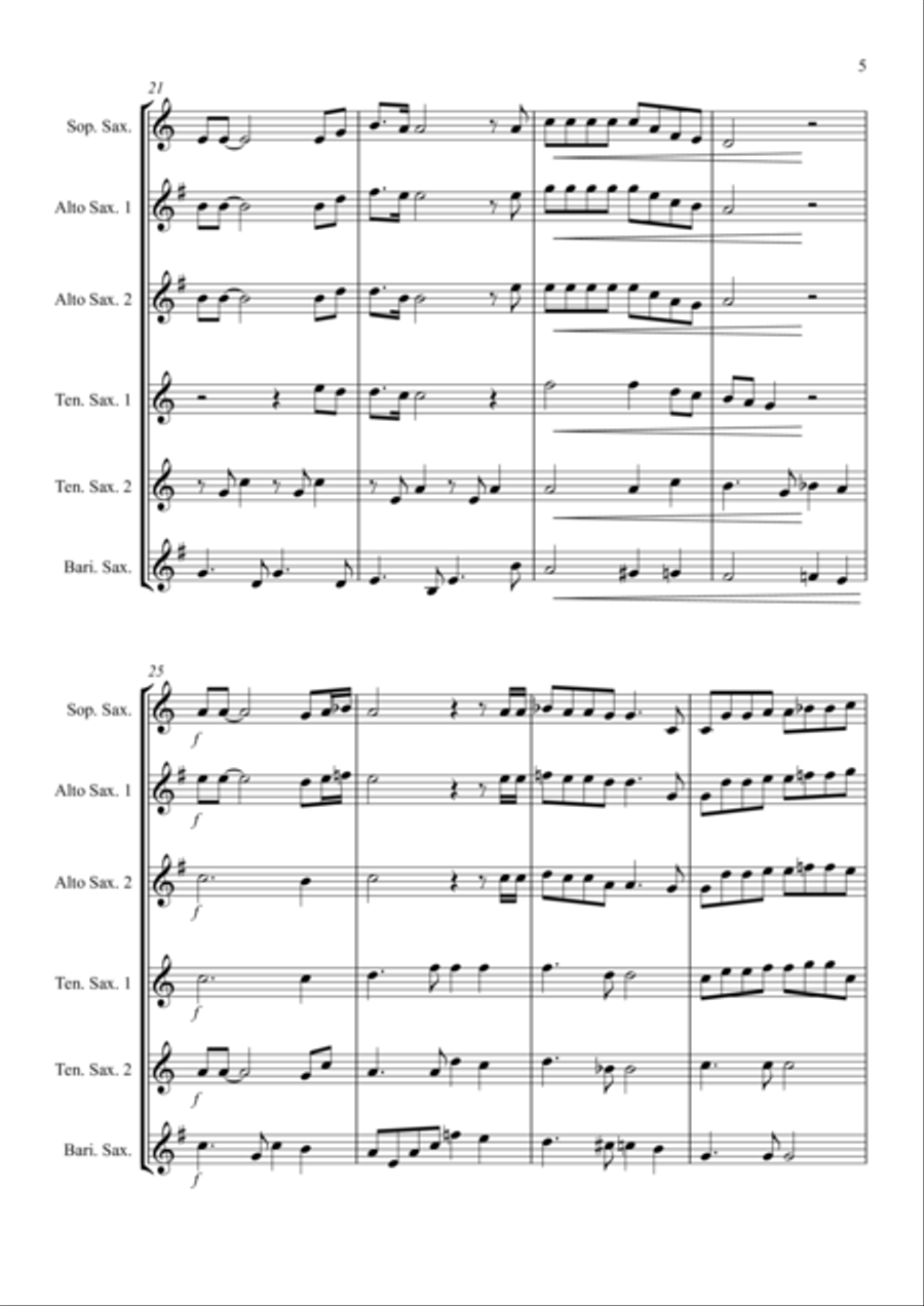 Bohemian Rhapsody Bohemian Rhapsody Saxophone Quintet scores gallery preview page 5