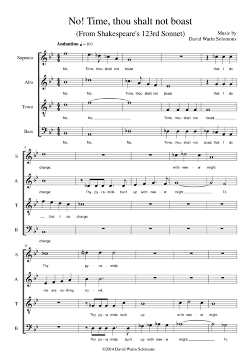 No Time thou shalt not boast for SATB mixed choir image number null