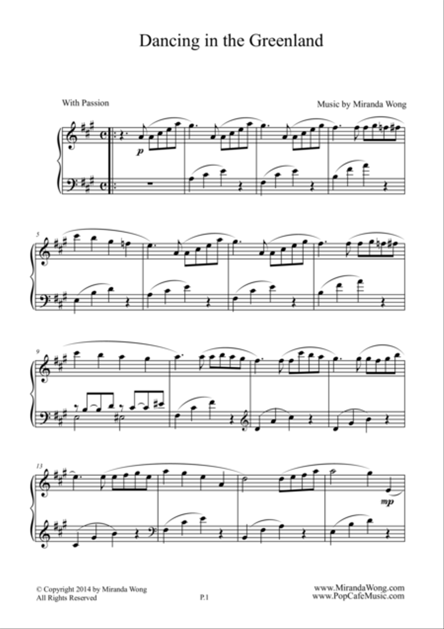 Dancing in the Greenland - New Age Piano Music by Miranda Wong Piano Solo scores gallery preview page 1