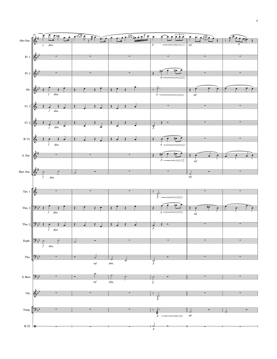 Nocturne in G Minor, Op. 37 #1 arranged for Wind Ensemble and Solo Alto Saxophone Concert Band scores gallery preview page 5