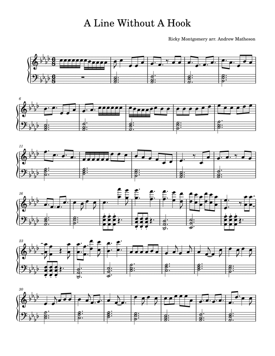 Line Without A Hook Piano Solo scores gallery preview page 1
