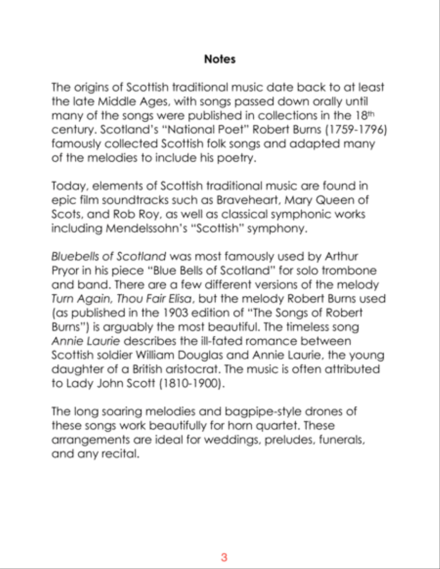 Three Scottish Songs for Horn Quartet French Horn Quartet scores gallery preview page 3