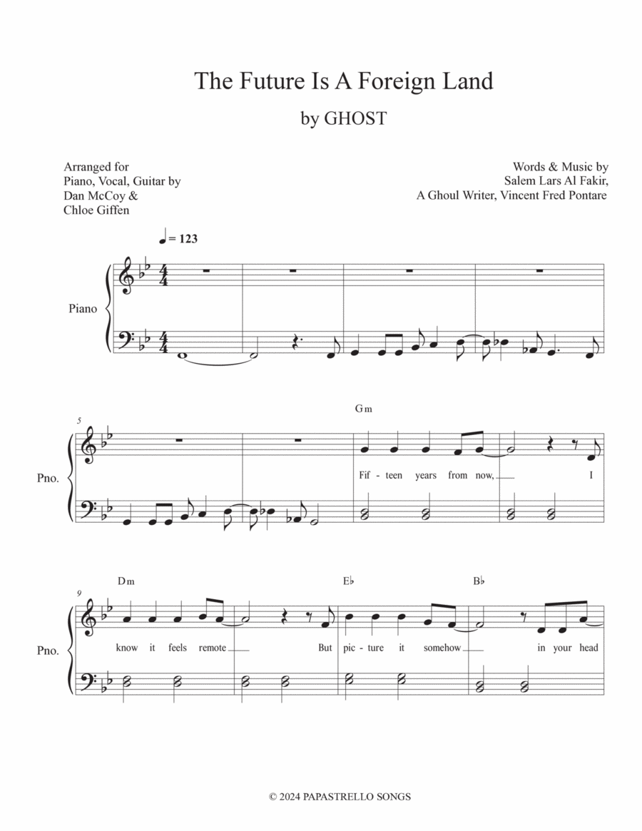 Future Is A Foreign Land Piano, Vocal, Guitar scores gallery preview page 1
