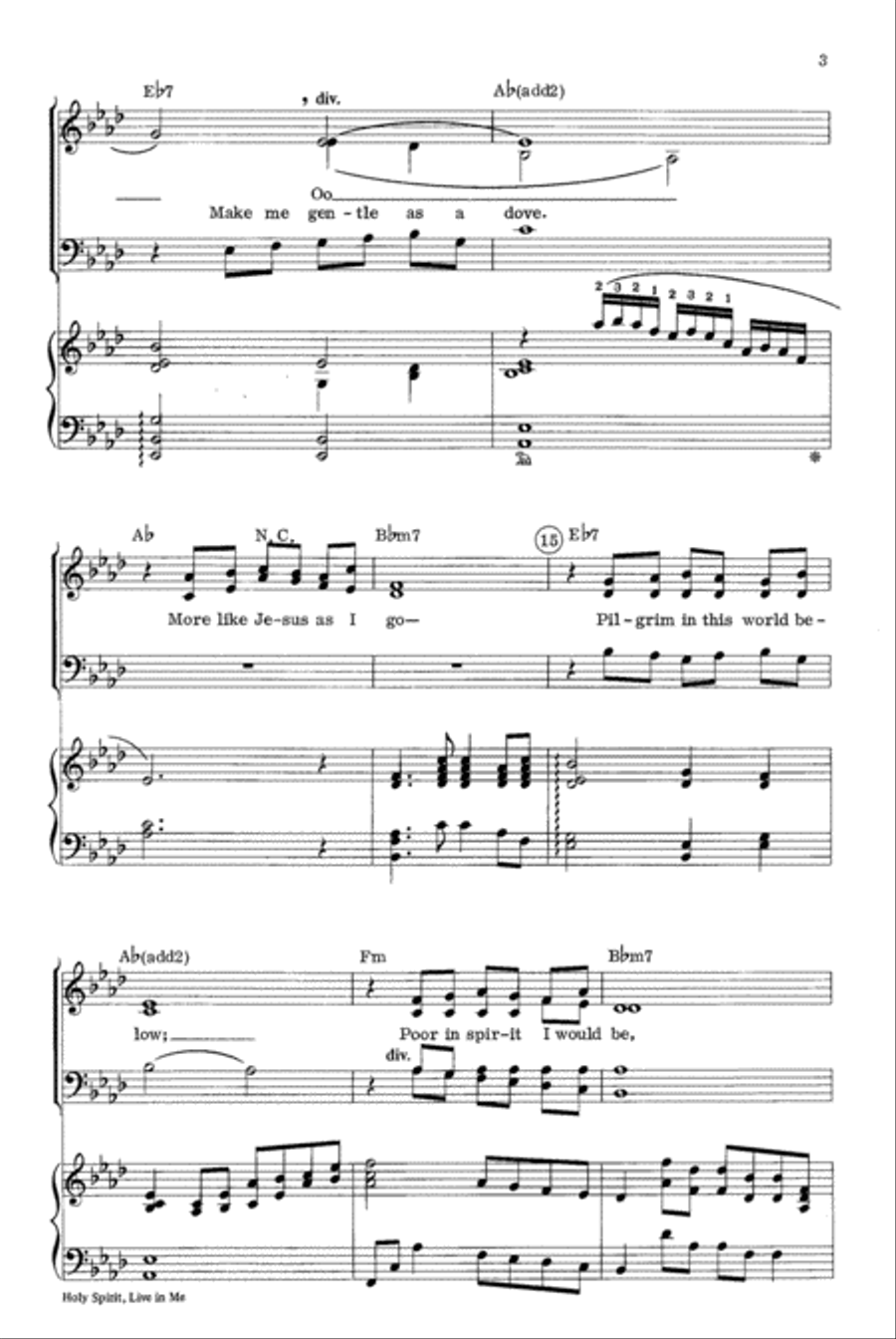 Holy Spirit Live in Me Holy Spirit Live in Me 4-Part scores gallery preview page 3