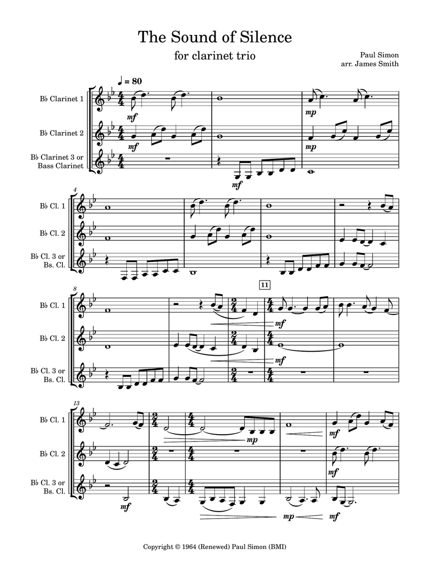 The Sound Of Silence Woodwind Trio scores gallery preview page 1