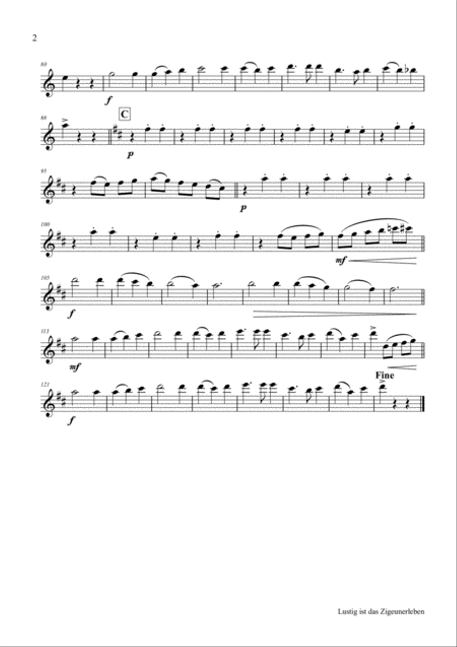Lustig ist das Zigeunerleben - German Folk Song - Oktoberfest - Saxophone Quartet Saxophone Quartet scores gallery preview page 5