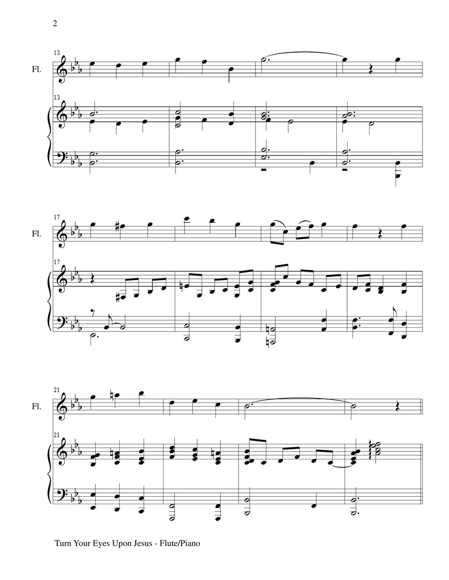 TURN YOUR EYES UPON JESUS (Flute Piano and Flute Part) Flute Solo scores gallery preview page 2