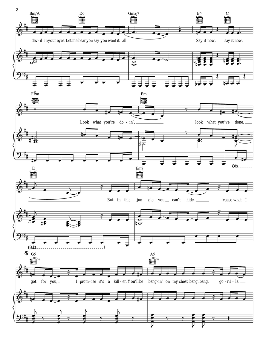 Gorilla Piano, Vocal, Guitar scores gallery preview page 2