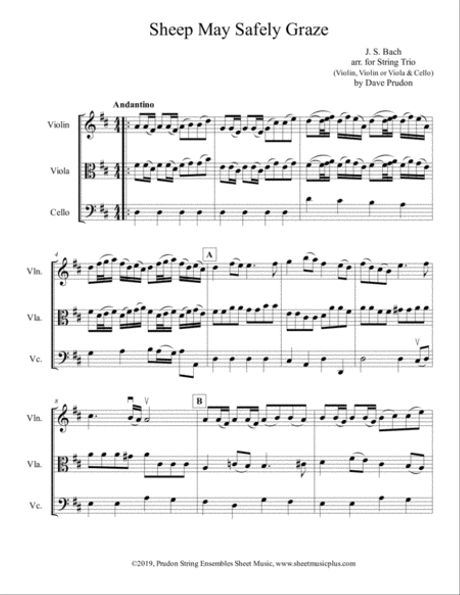 Sheep May Safely Graze for String Trio String Trio scores gallery preview page 1