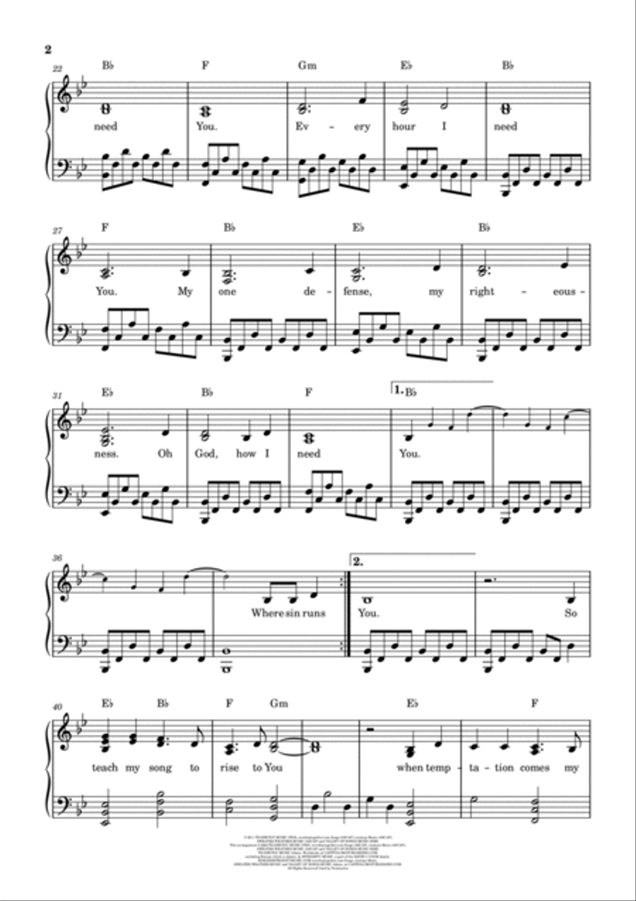 Lord, I Need You Easy Piano scores gallery preview page 2