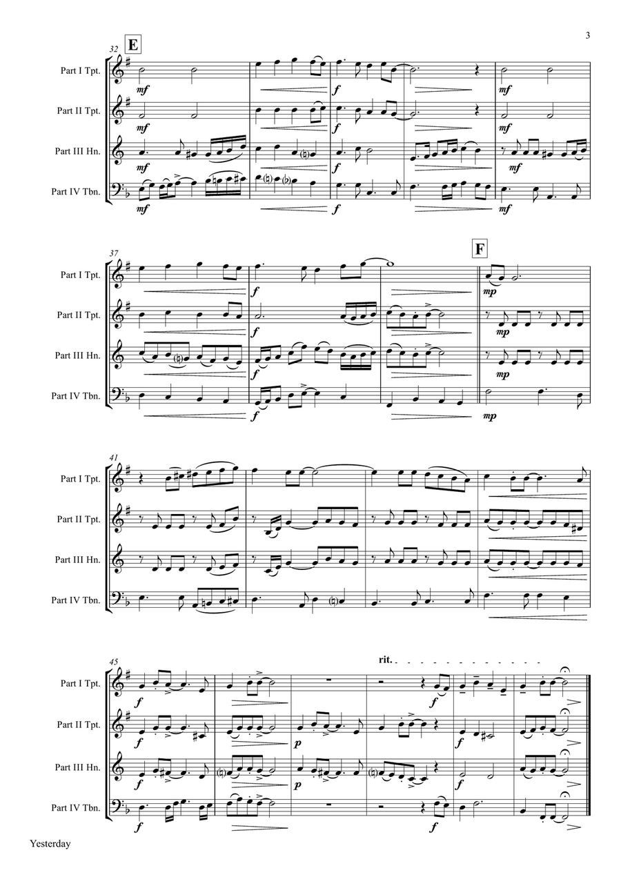 Yesterday Brass Ensemble scores gallery preview page 3
