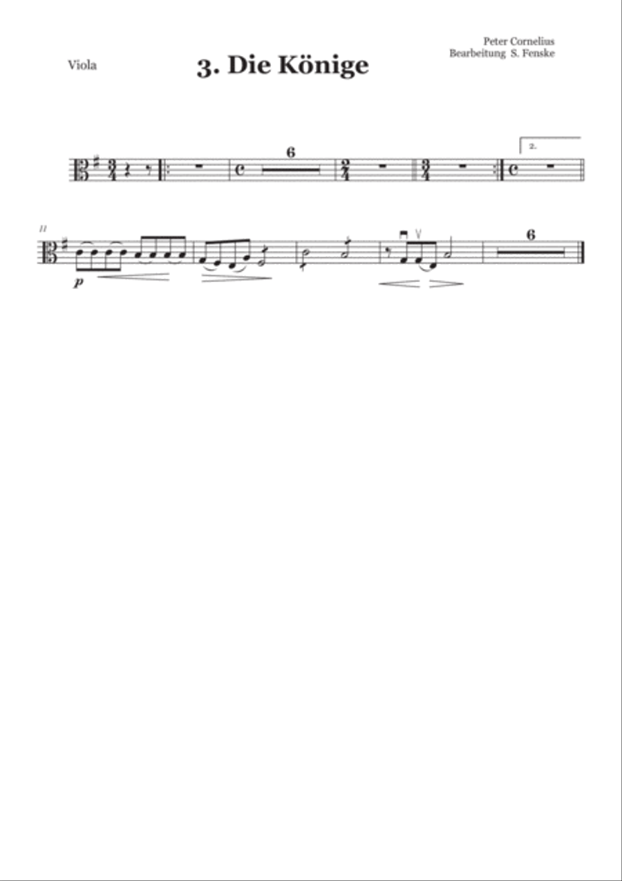 Peter Cornelius Weihnachtslieder - 3. Die Könige - Viola Viola Solo scores gallery preview page 1