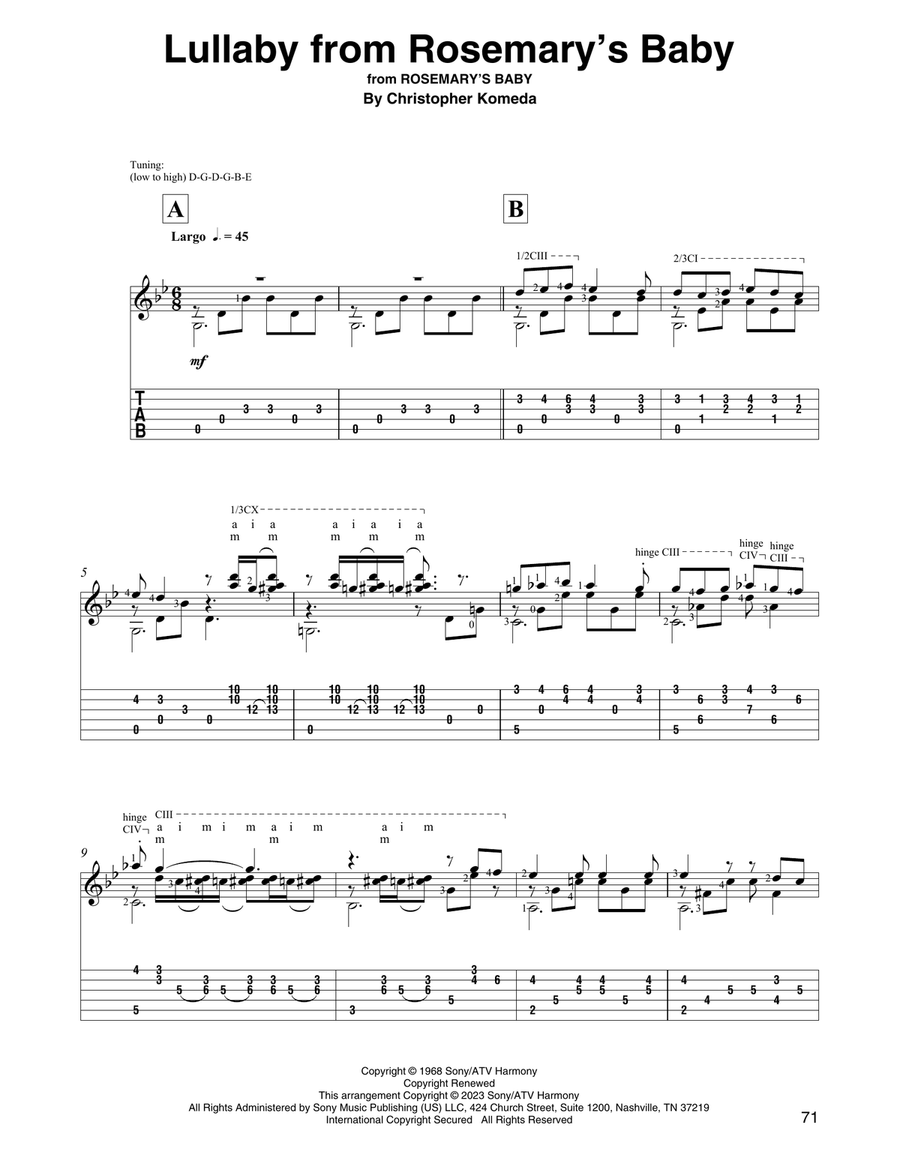 Lullaby From Rosemary's Baby (arr. David Jaggs) Guitar Solo scores gallery preview page 1
