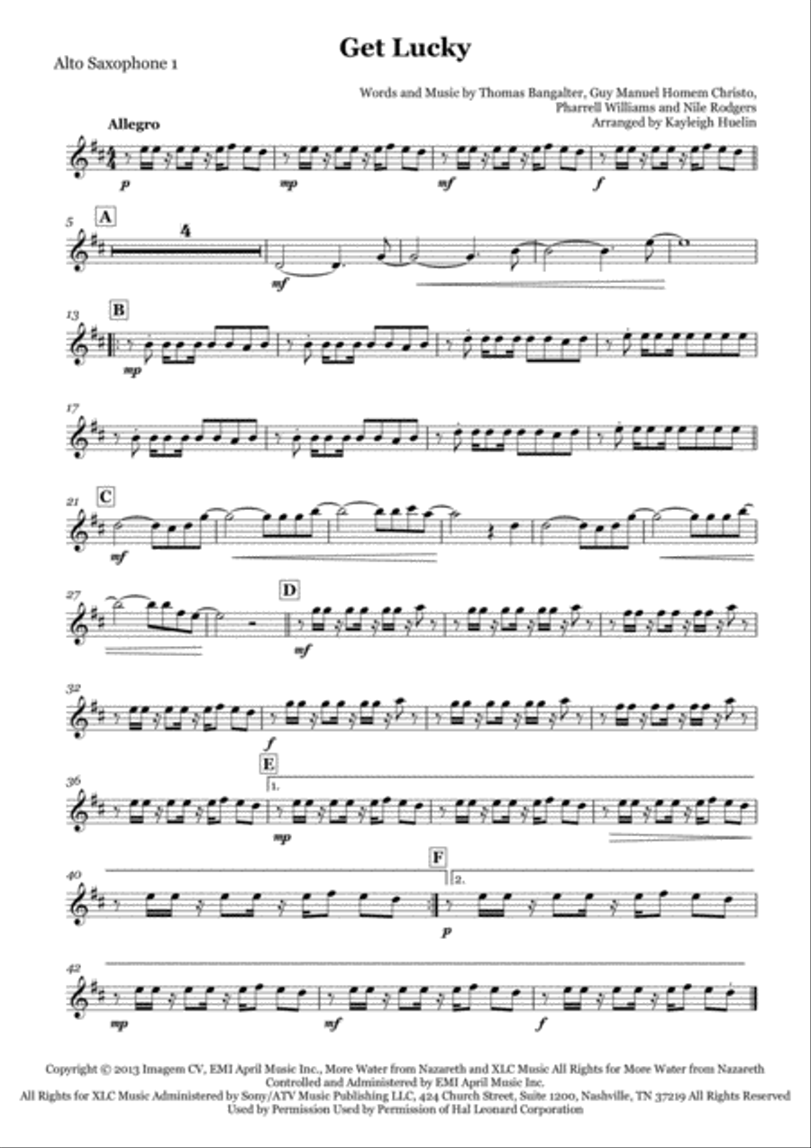 Get Lucky Saxophone Quartet scores gallery preview page 4
