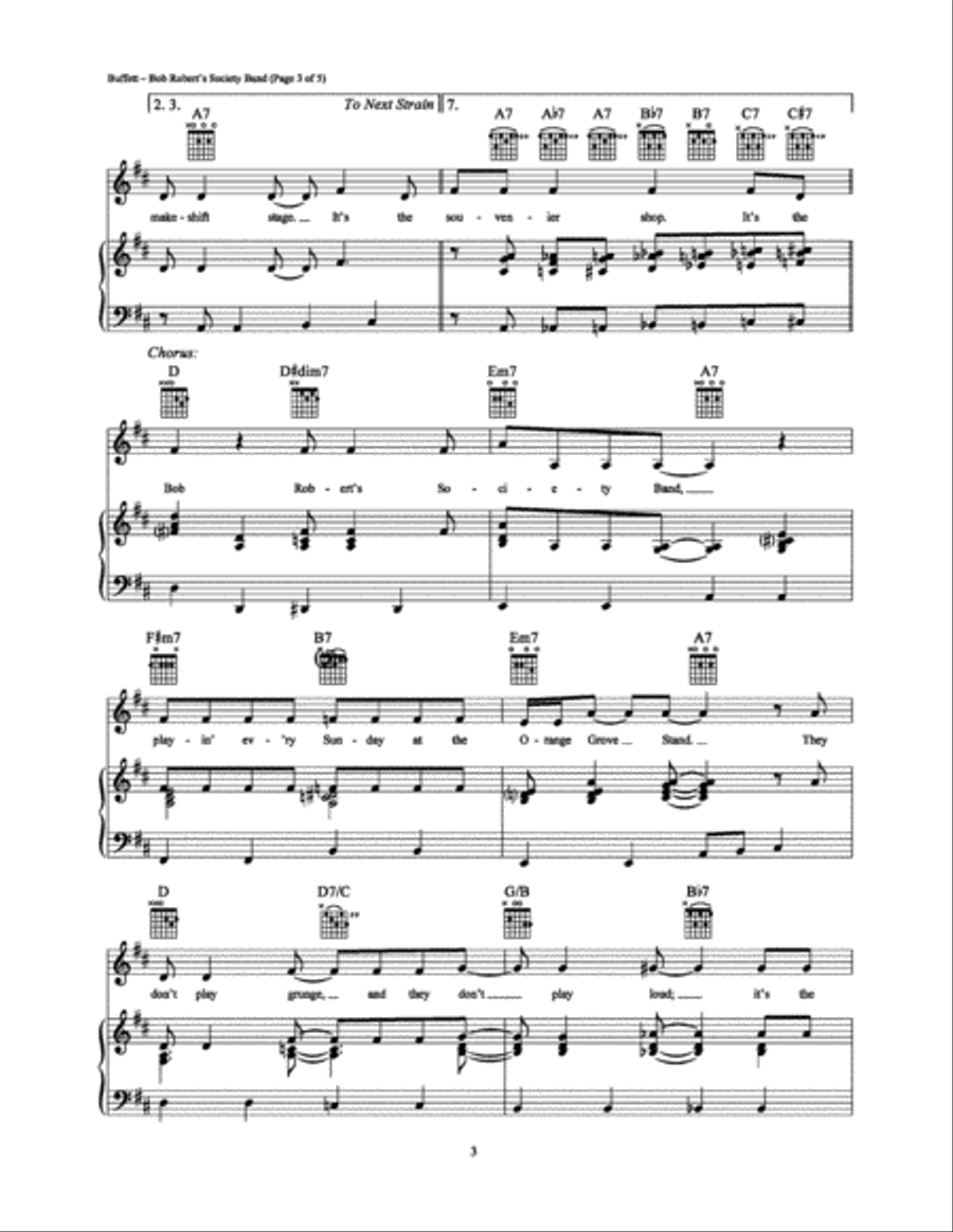 Bob Robert's Society Band Piano, Vocal, Guitar scores gallery preview page 3