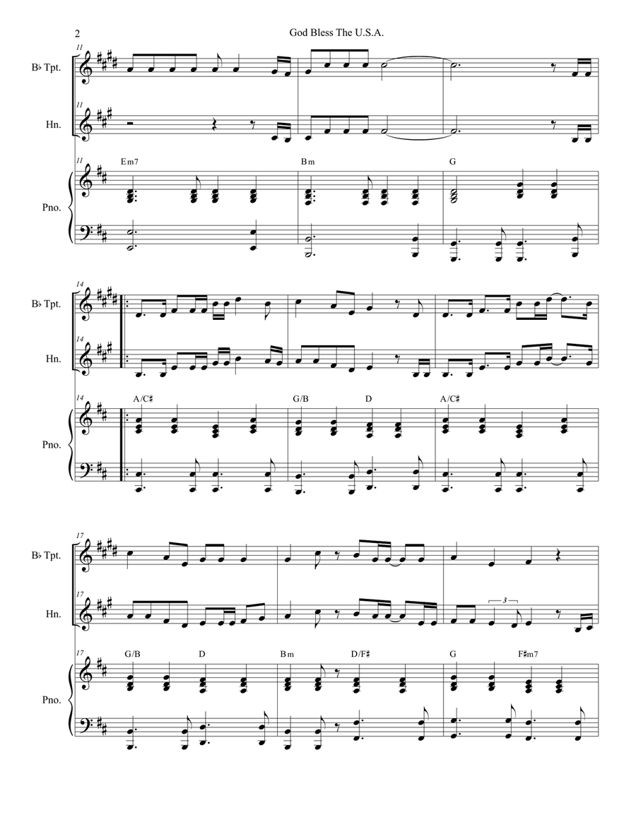 God Bless The U.S.A. Brass Duet scores gallery preview page 2