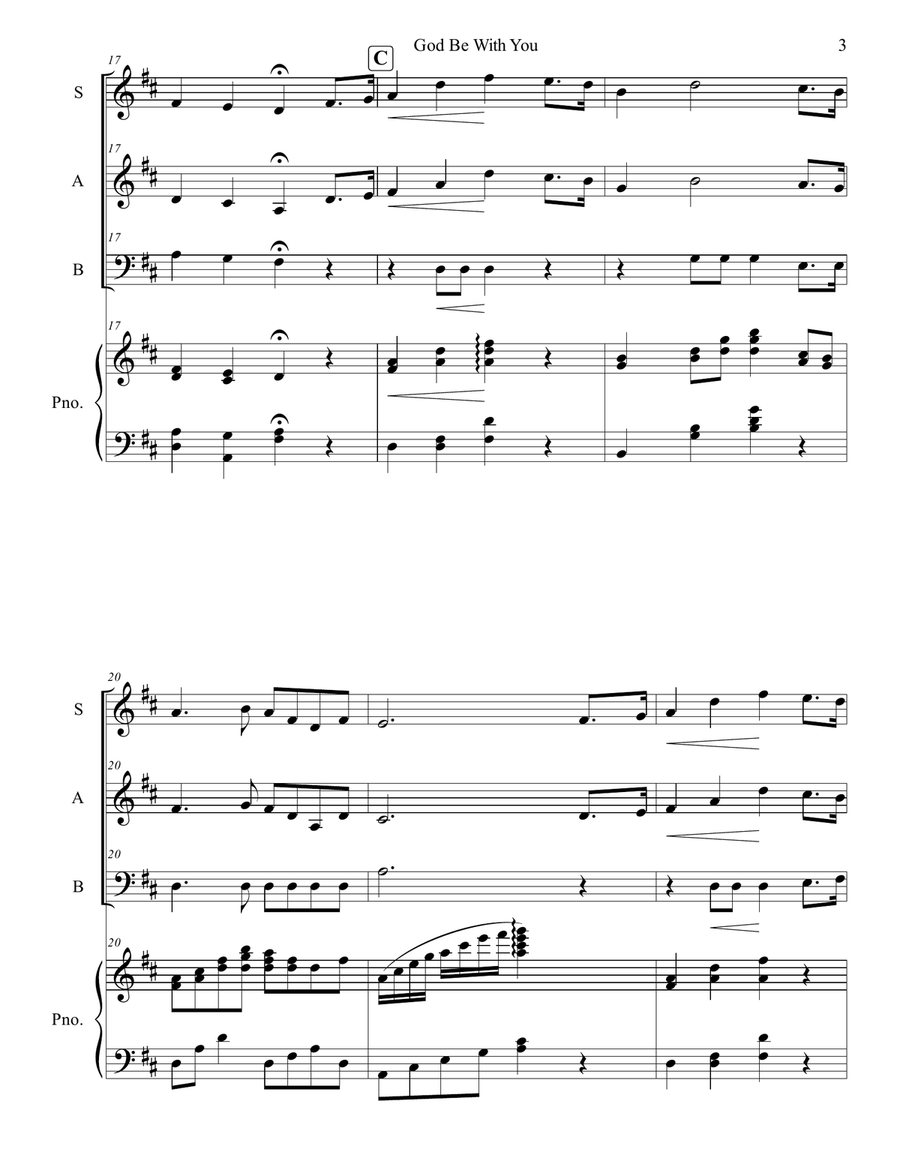 God Be With You Til We Meet Again 3-Part scores gallery preview page 3