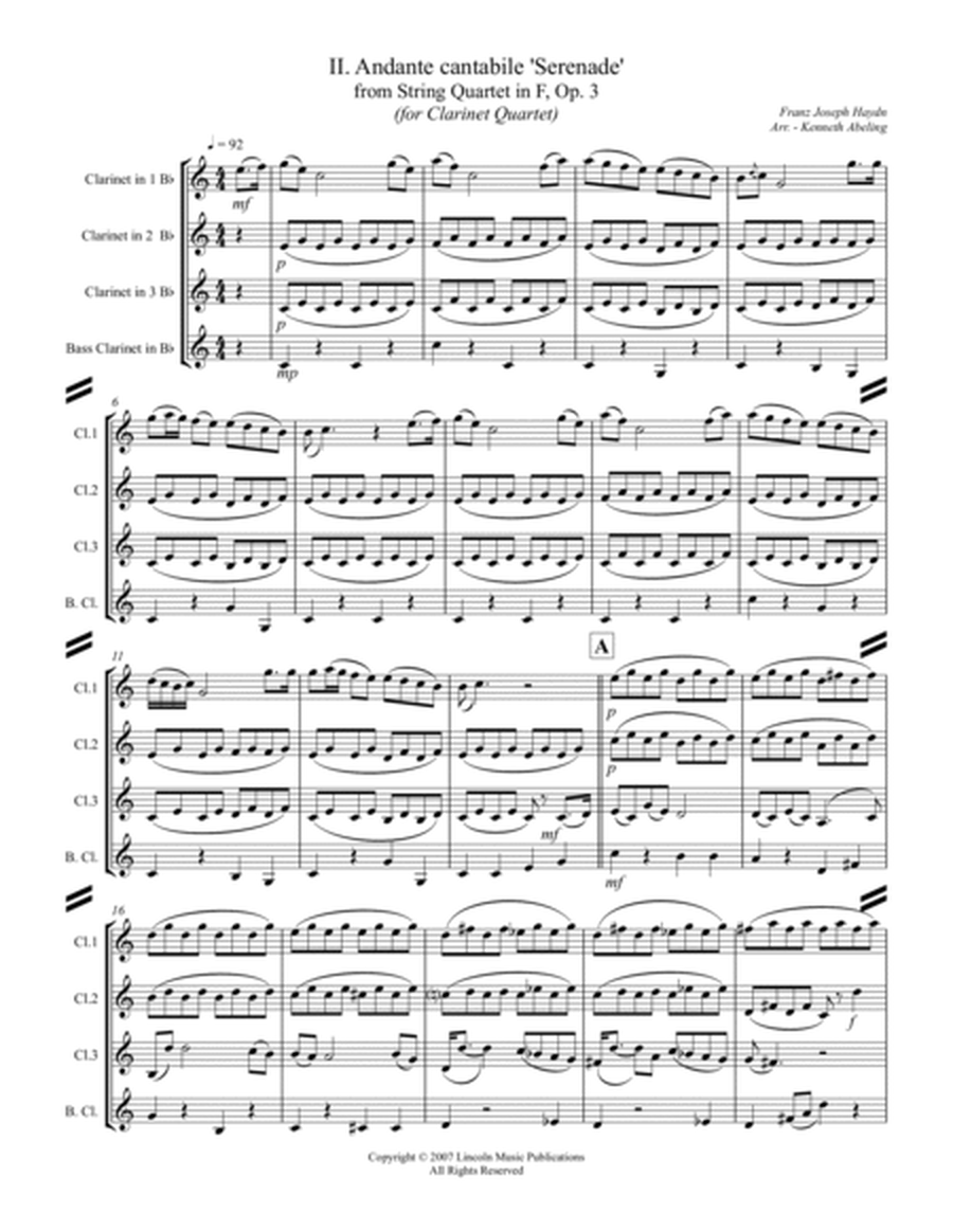 Haydn - “Serenade” (for Clarinet Quartet) image number null