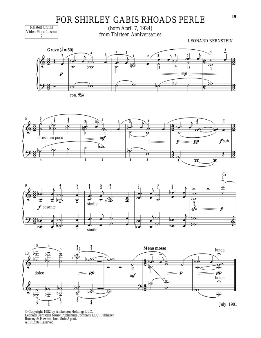 For Shirley Gabis Rhoads Perle Piano Solo scores gallery preview page 1