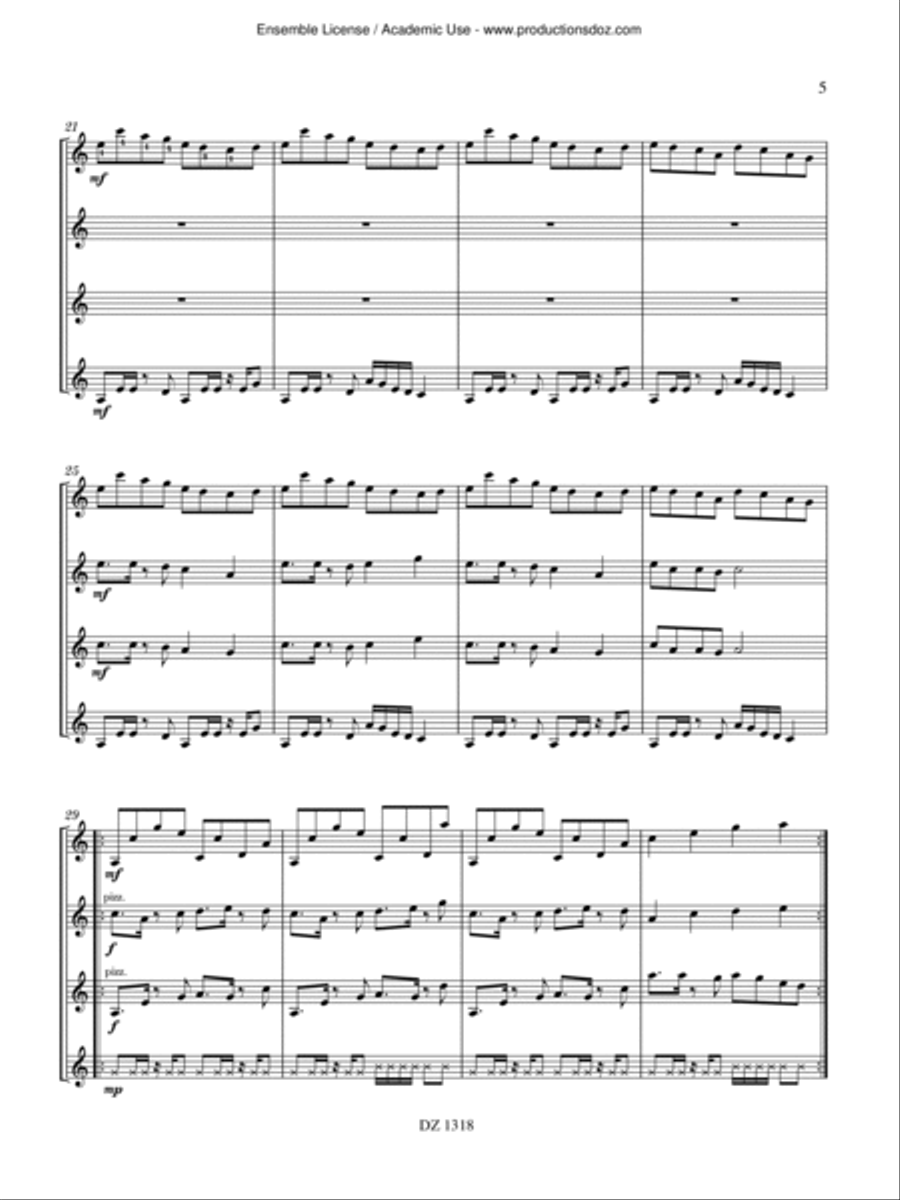 Musique facile pour 4 guitares - Australie (Ungala Wé) Guitar Ensemble scores gallery preview page 5