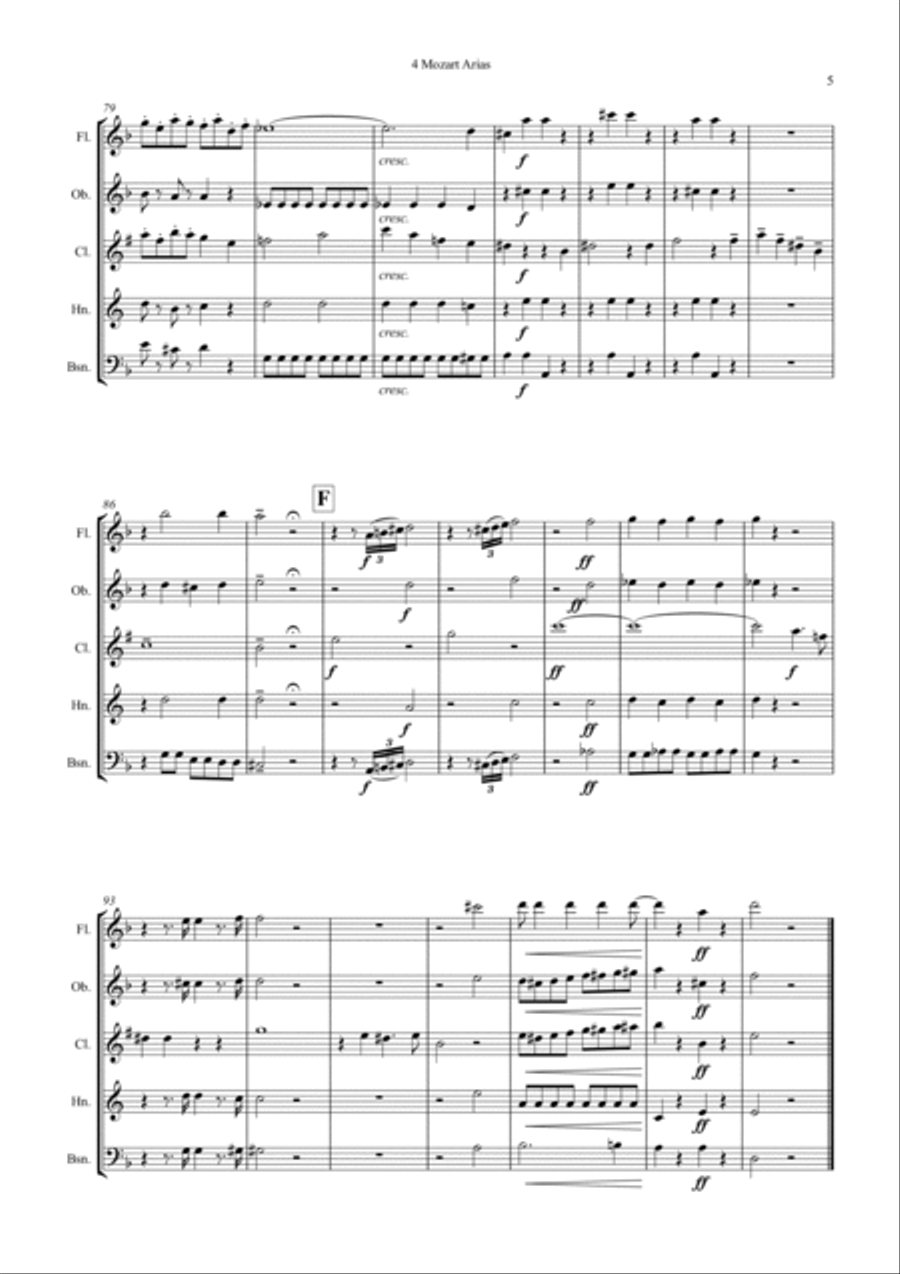 Mozart: 4 Popular Operatic Arias - wind quintet Woodwind Quintet scores gallery preview page 5