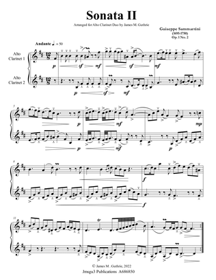 Book cover for Sammartini: Sonata Op. 1 No. 2 for Alto Clarinet Duo