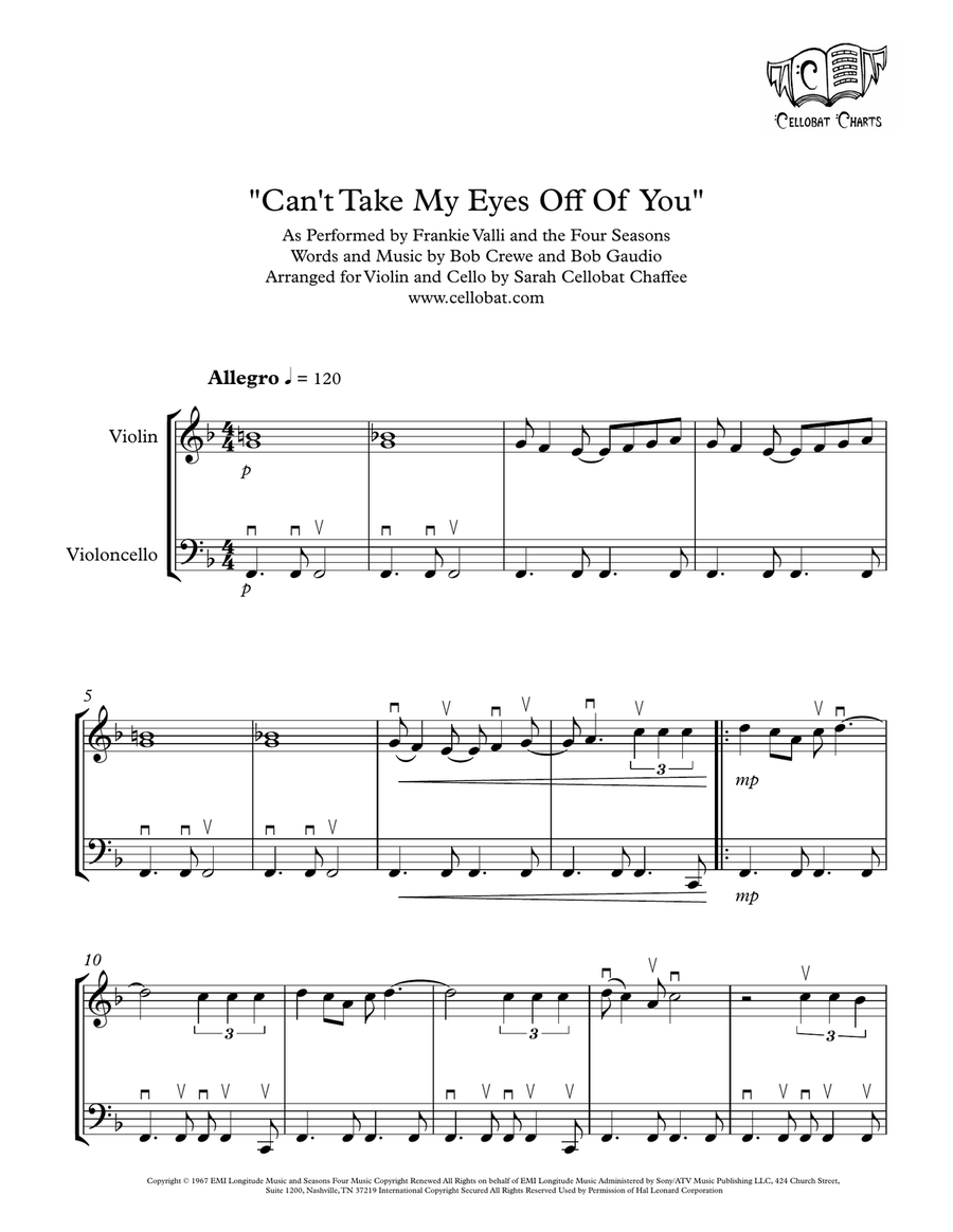 Can't Take My Eyes Off Of You String Duet scores gallery preview page 1