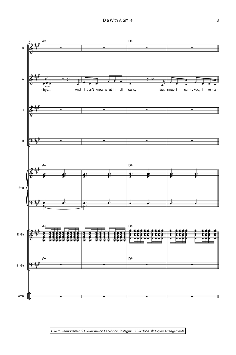 Die With A Smile 4-Part scores gallery preview page 3