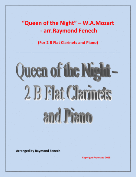 Queen of the Night - From the Magic Flute - 2 B Flat Clarinets and Piano image number null