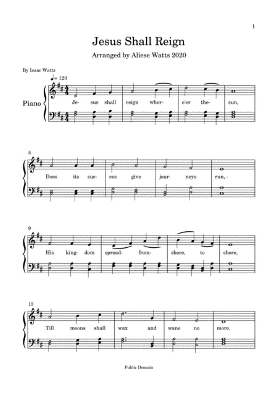 Jesus Shall Reign Voice scores gallery preview page 1