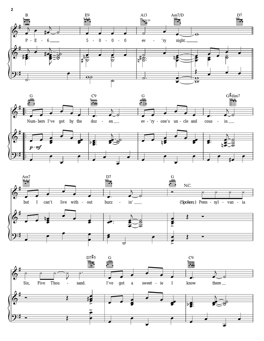 Pennsylvania 6-5000 Piano, Vocal, Guitar scores gallery preview page 2