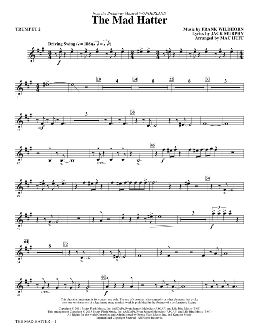 The Mad Hatter - Bb Trumpet 2 Choir scores gallery preview page 1