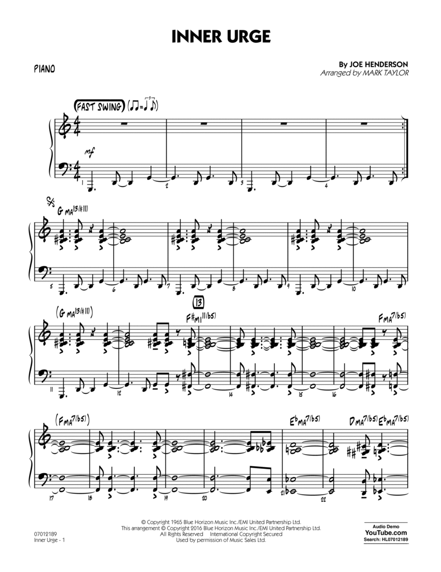 Inner Urge - Piano Piano scores gallery preview page 1